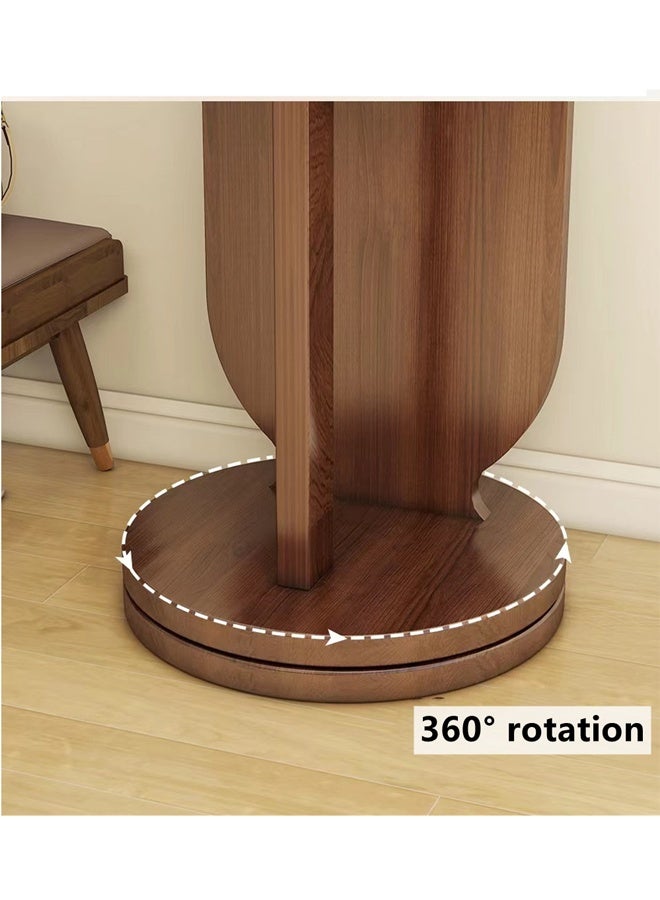 Kutis 360° Rotating Mirror Clothing And Hat Rack Full Length Mirror With Storage Wood Particle Board Brown 36 X 30 X 166 cm - Image 5